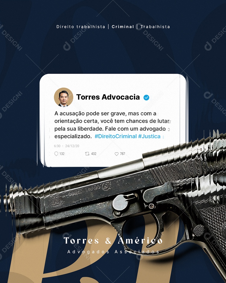 Advogado Direito Trabalhista Criminal Social Media PSD Editável