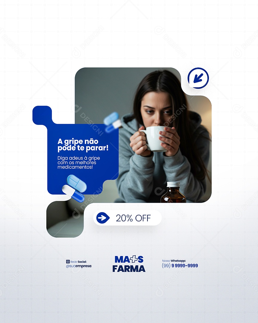 Flyer Farmácia A Gripe Não Pode Te Parar Social Media PSD Editável