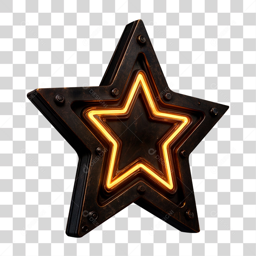 Estrela Neon PNG Transparente