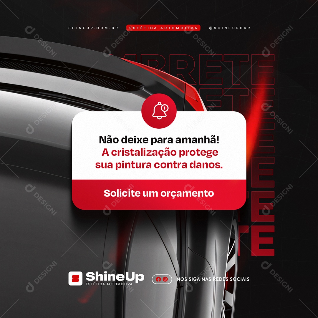 Estética Automotiva Solicite um Orçamento Social Media PSD Editável