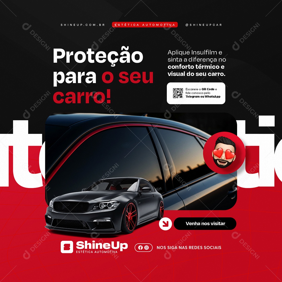 Estética Automotiva Proteção para O Seu Carro Social Media PSD Editável