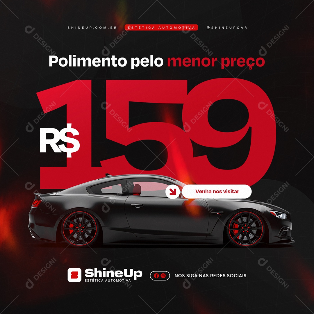 Estética Automotiva Polimento Pelo Menor Preço Social Media PSD Editável