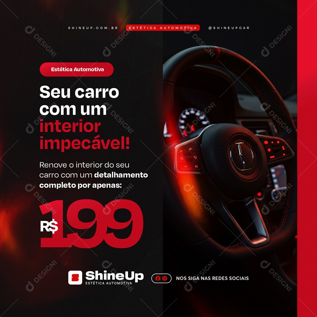 Estética Automotiva Seu Carro com Um Interior Impecável Social Media PSD Editável