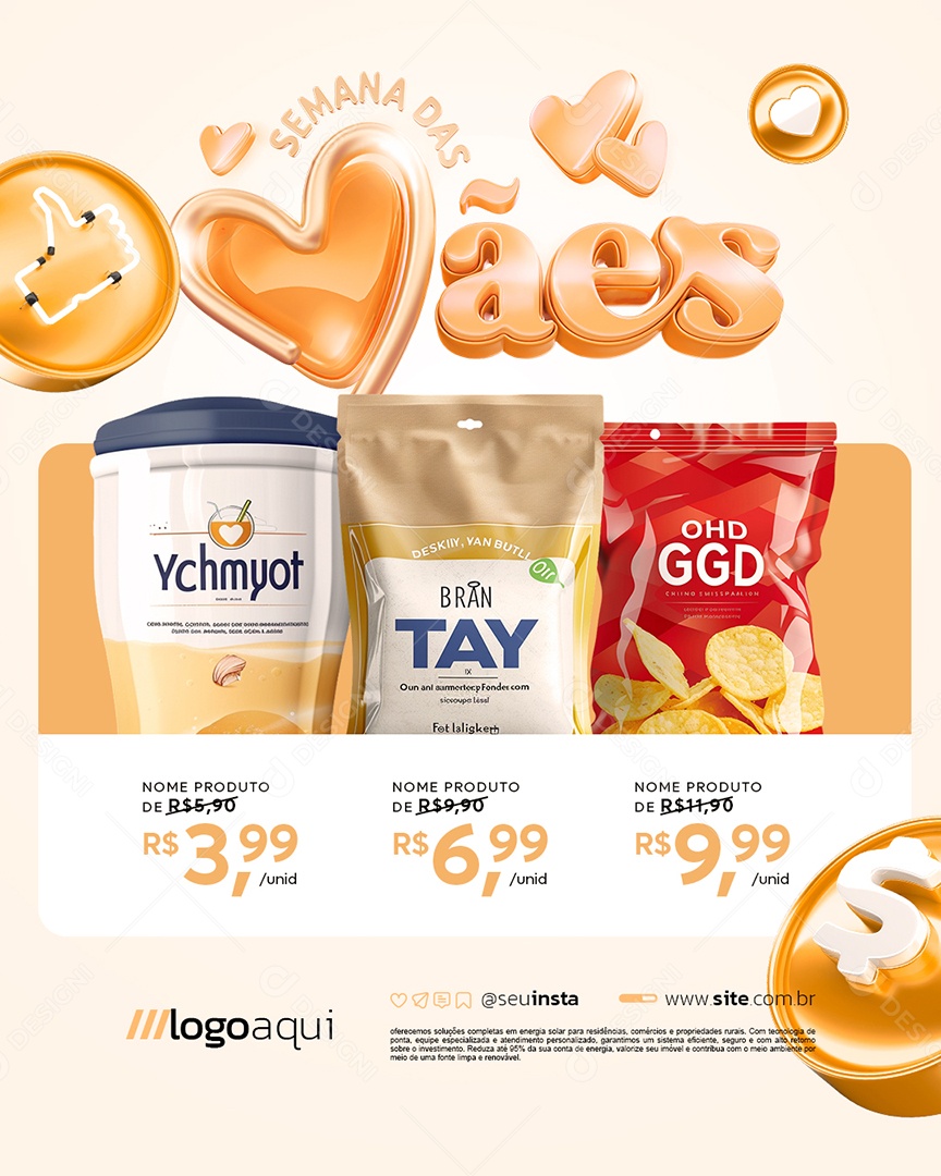 Semana das Mães Supermercado Produtos Social Media PSD Editável