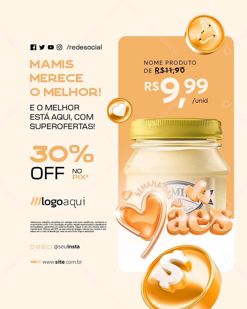 Semana das Mães Supermercado Mamis Merece o Melhor Social Media PSD Editável