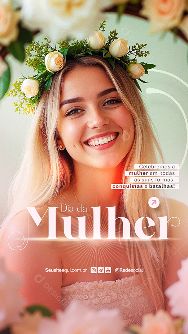 Story Feliz Dia Da Mulher 08 de Março Conquistas e Batalhas Social Media PSD Editável