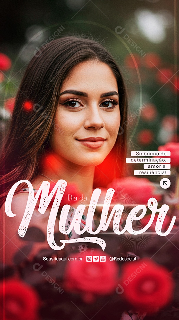 Story Feliz Dia Da Mulher 08 de Março Amor e Risiliência Social Media PSD Editável