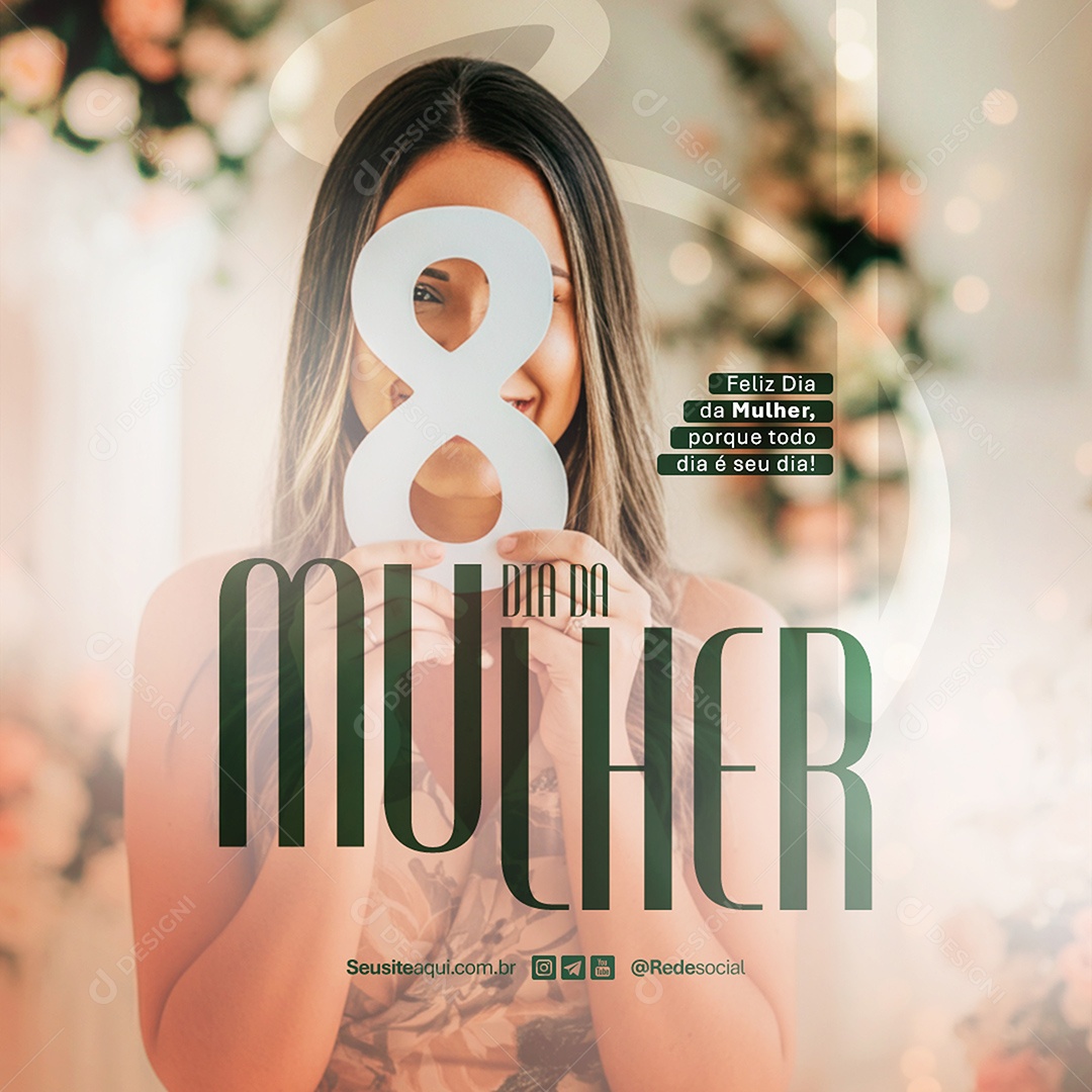 Feed Feliz Dia Da Mulher 08 de Março Social Media PSD Editável