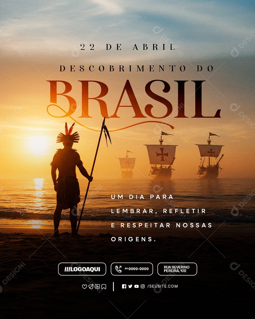 Dia do Descobrimento do Brasil 22 de Abril Social Media PSD Editável