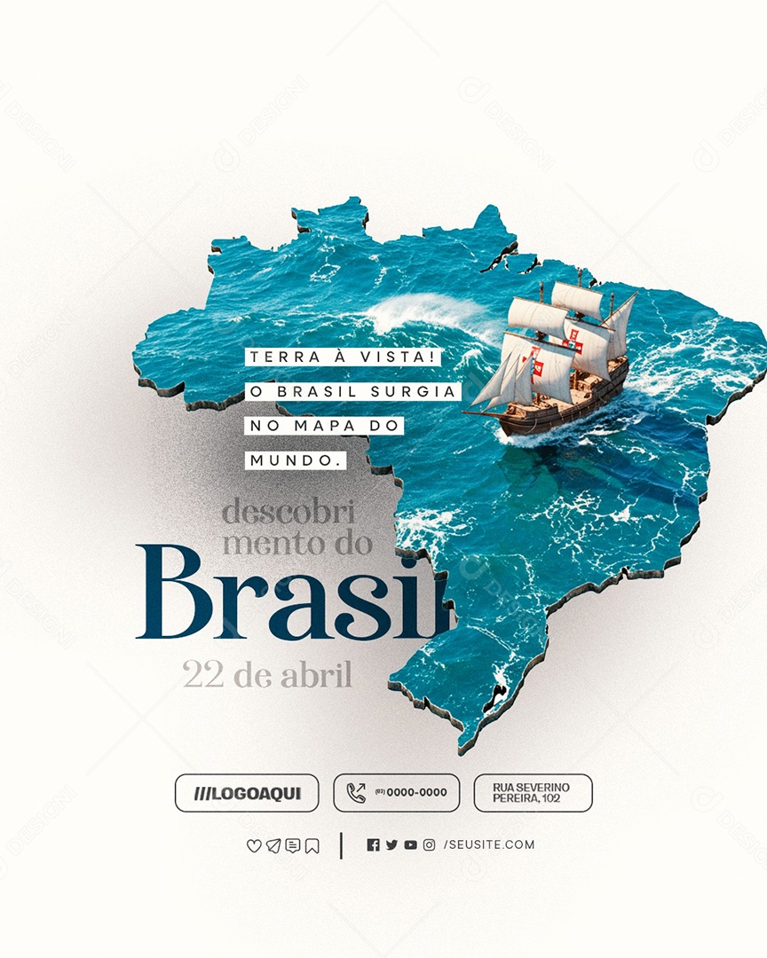Dia do Descobrimento do Brasil 22 de Abril Terra à Vista Social Media PSD Editável