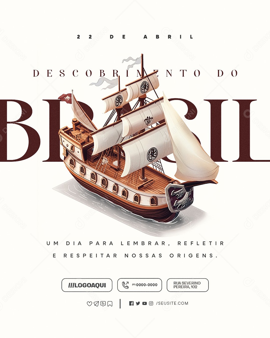 Dia do Descobrimento do Brasil 22 de Abril Social Media PSD Editável