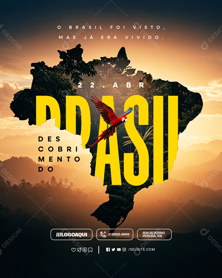 Dia do Descobrimento do Brasil 22 de Abril O Brasil Foi Visto Social Media PSD Editável