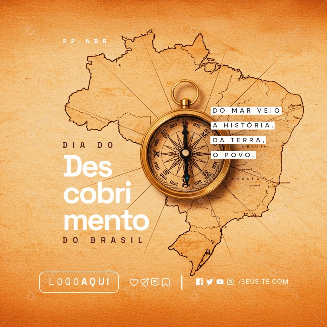 Dia do Descobrimento do Brasil 22 de Abril Social Media PSD Editável