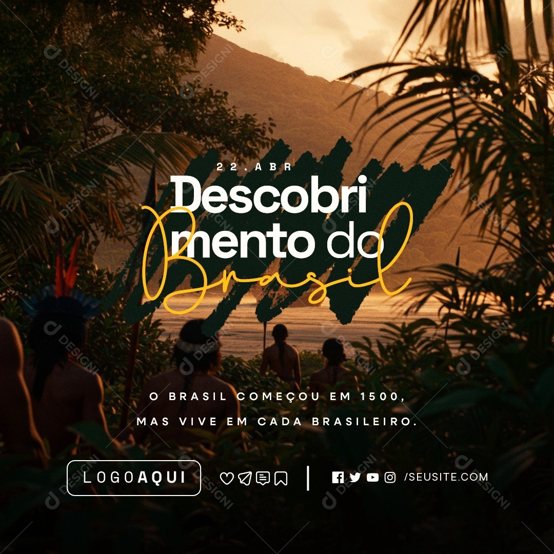 Dia do Descobrimento do Brasil 22 de Abril Social Media PSD Editável