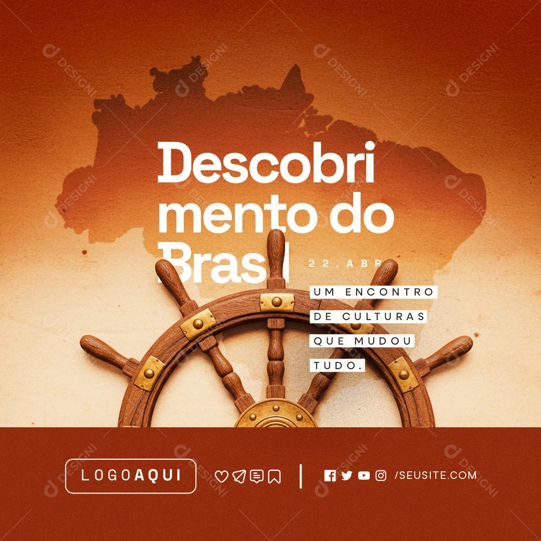 Dia do Descobrimento do Brasil 22 de Abril Social Media PSD Editável