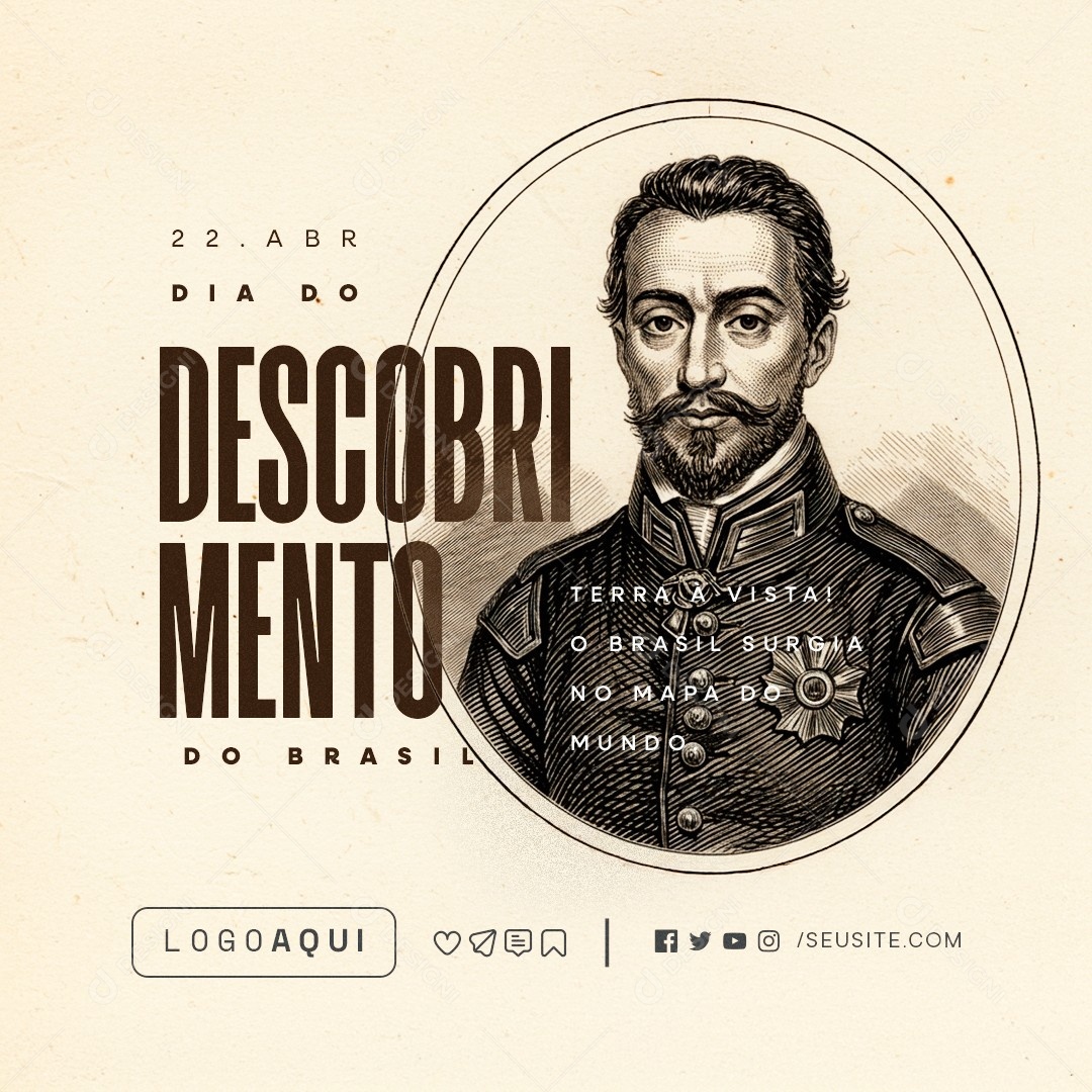 Dia do Descobrimento do Brasil 22 de Abril Terra à Vista Social Media PSD Editável