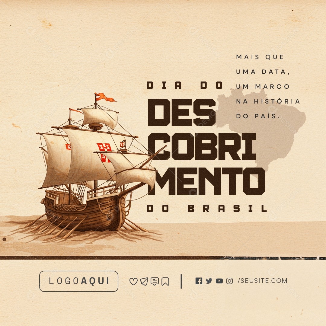 Dia do Descobrimento do Brasil 22 de Abril Social Media PSD Editável