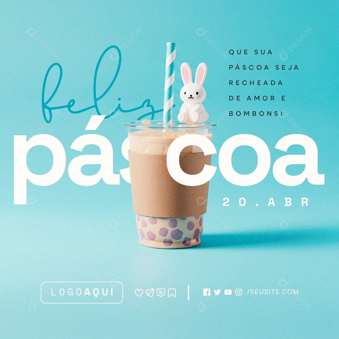 Feliz Páscoa 20 de Abril Social Media PSD Editável