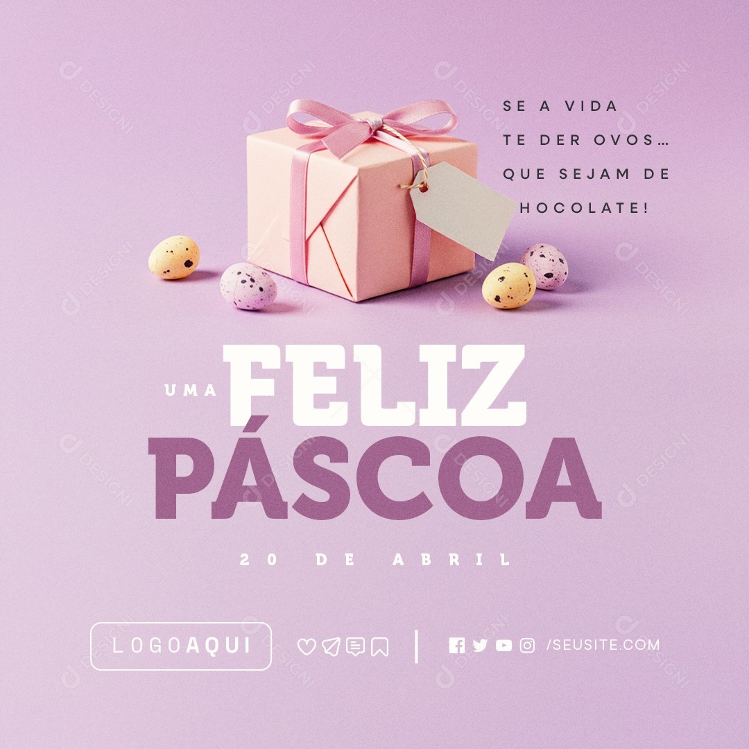 Feliz Páscoa 20 de Abril Social Media PSD Editável