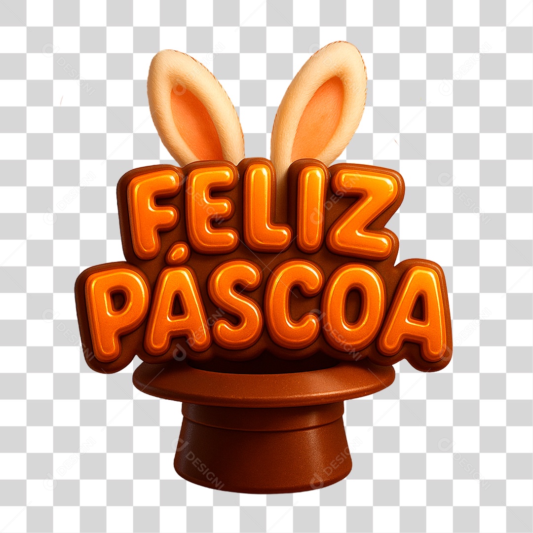 Selo 3D Feliz Páscoa PNG Transparente