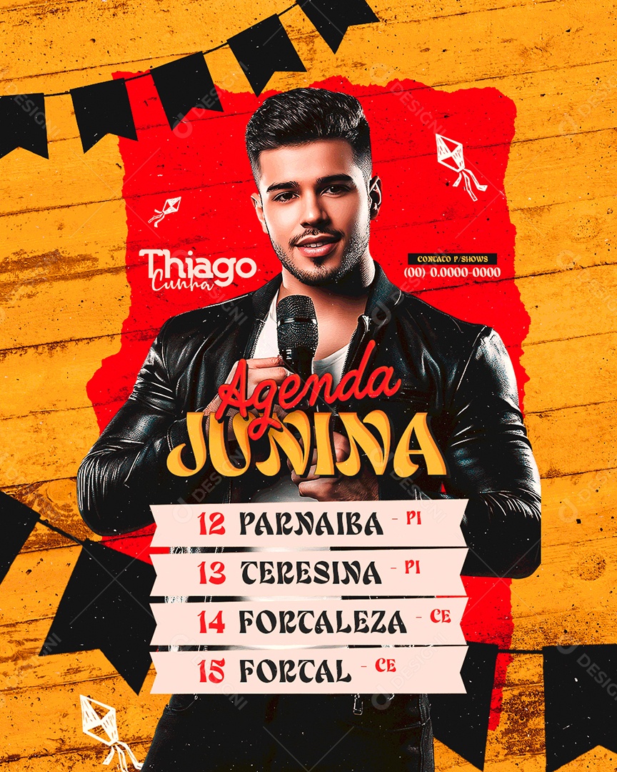 Flyer Agenda Junina Social Media PSD Editável