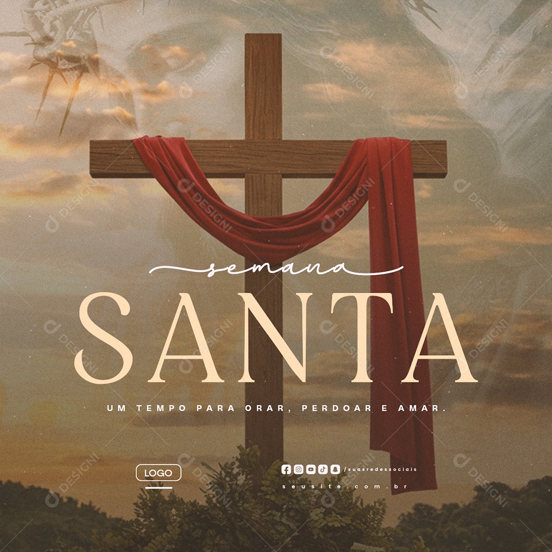 Semana Santa Um Tempo para Orar Social Media PSD Editável