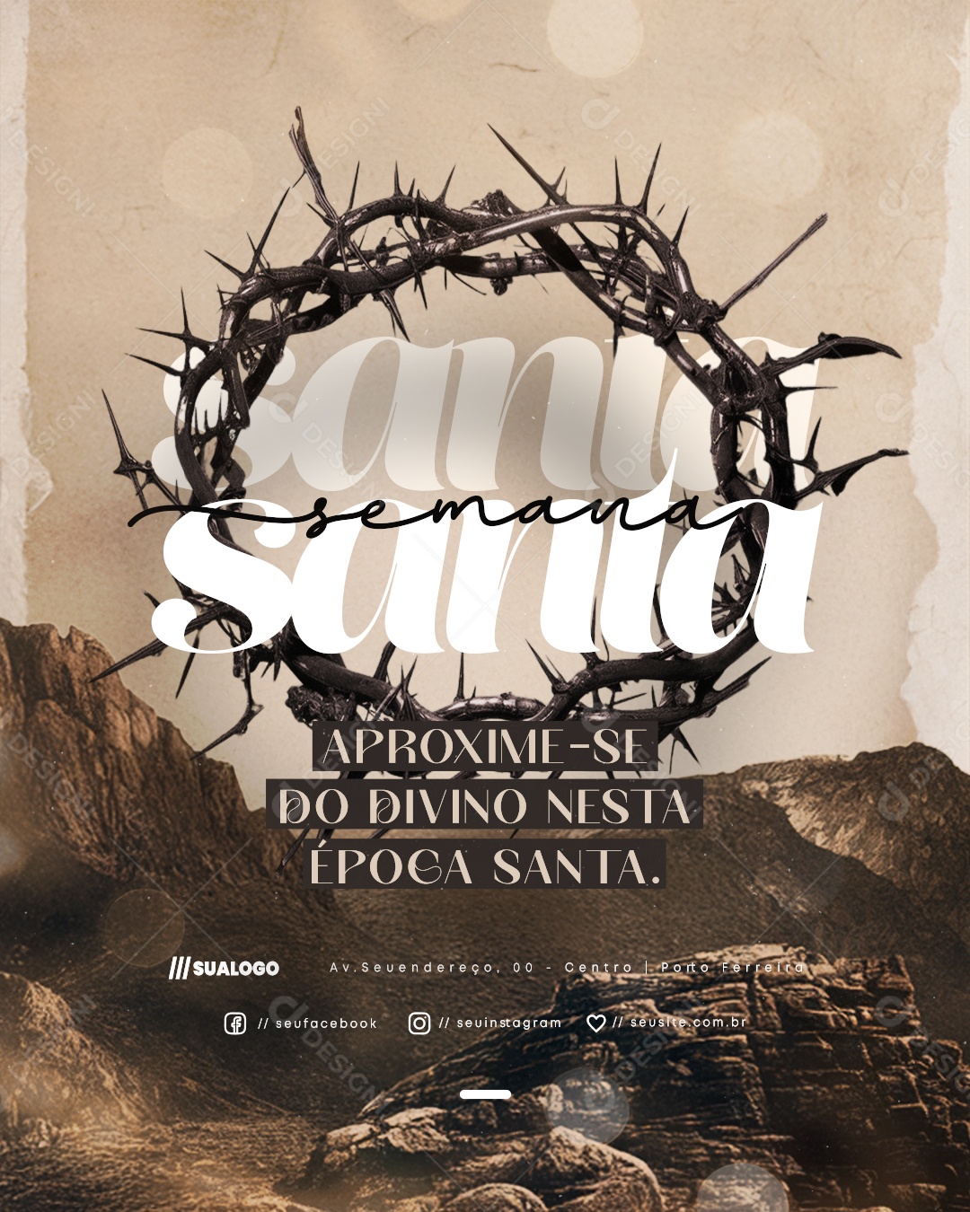 Semana Santa Aproxime Se do Divino Nesta Época Santa Social Media PSD Editável