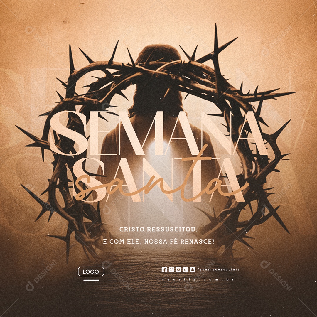 Semana Santa Cristo Ressuscitou Social Media PSD Editável