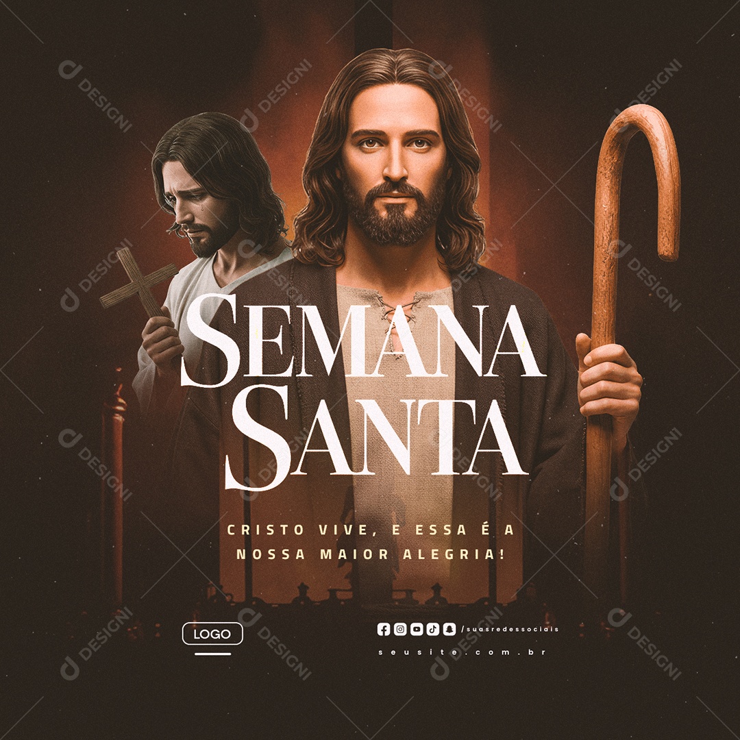 Semana Santa Cristo Vive Social Media PSD Editável