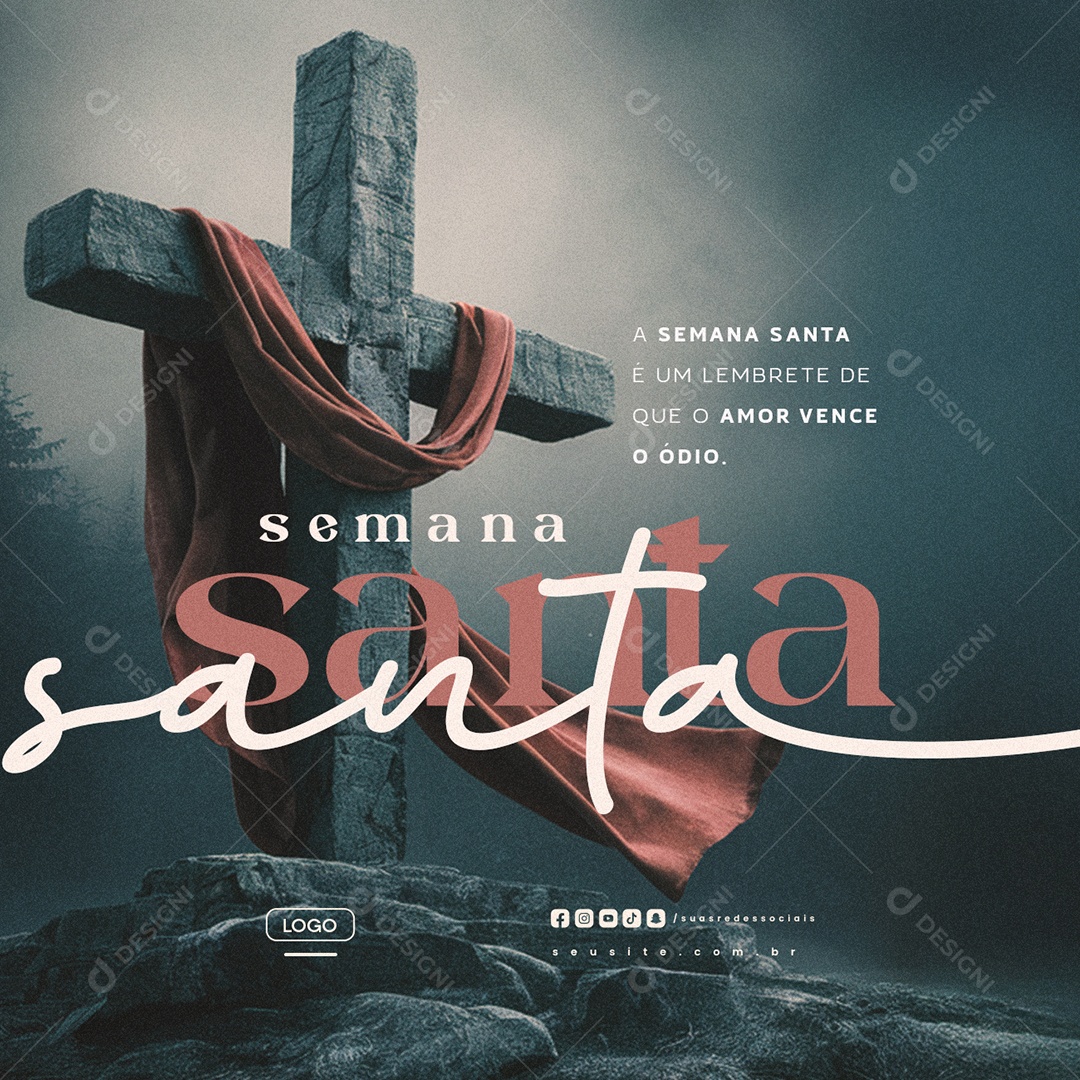 Semana Santa Amor Vence o Ódio Social Media PSD Editável