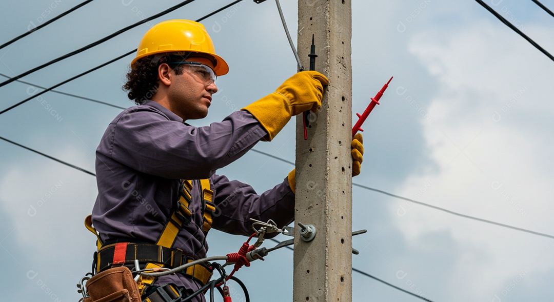 Homem eletricista trabalhando