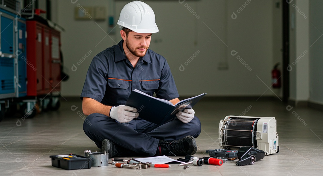Homem instalando ar condicionado