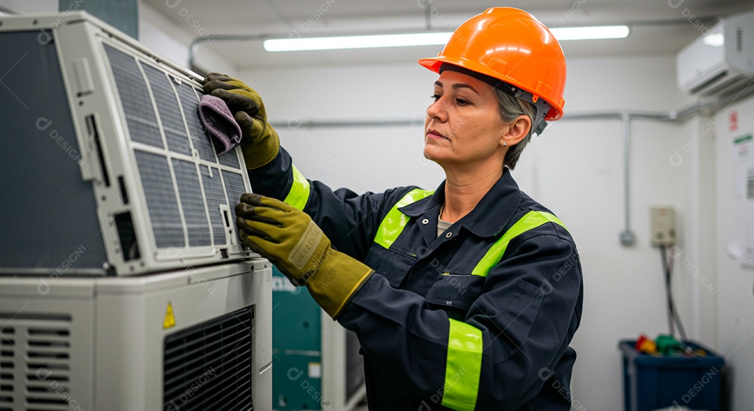 Linda mulher eletricista trabalhando