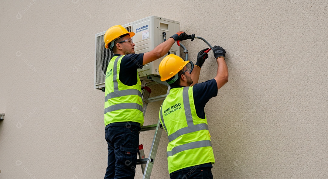 Homens eletricista trabalhando