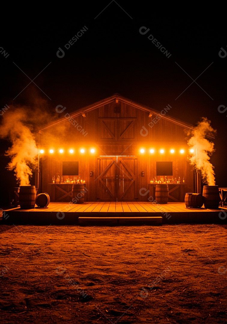 Palco em frente a uma casa em um sítio