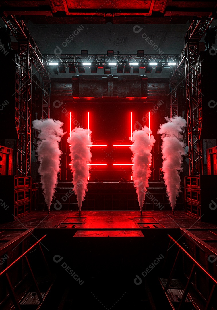 Cenário de Palco iluminado com luzes