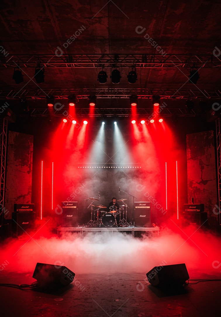 Cenário de Palco iluminado com luzes