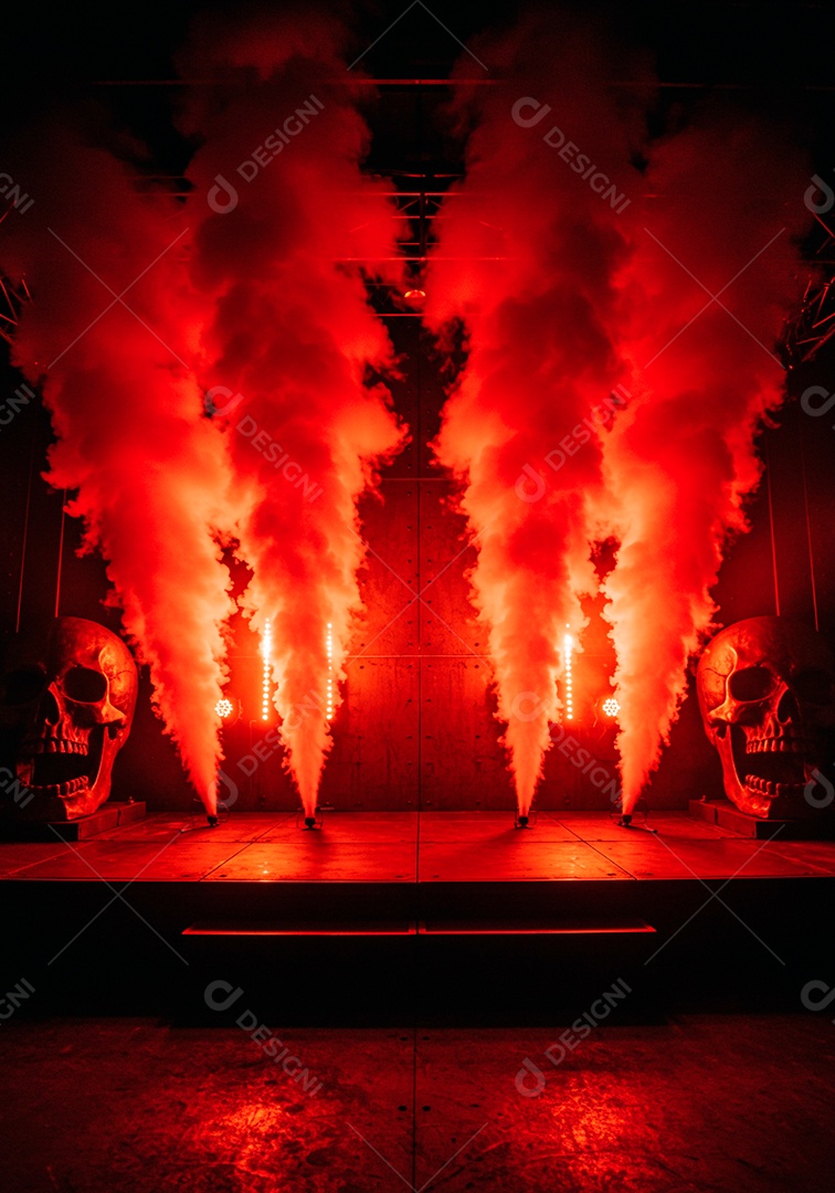 Cenário de Palco iluminado com luzes