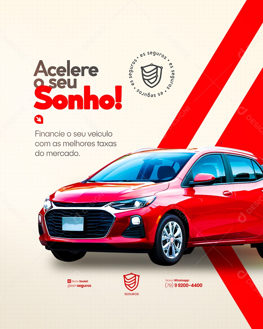 Flyer Seguradora Acelere o Seu Sonho Social Media PSD Editável