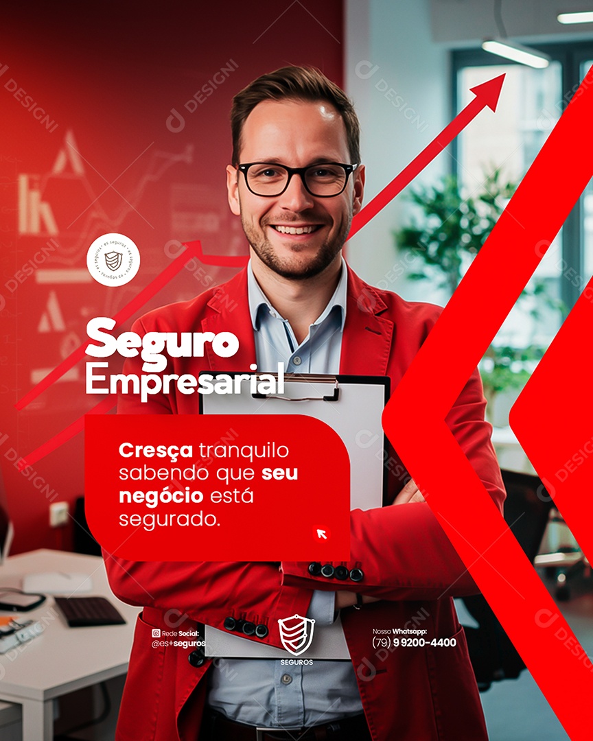 Flyer Seguradora Seguro Empresarial Social Media PSD Editável