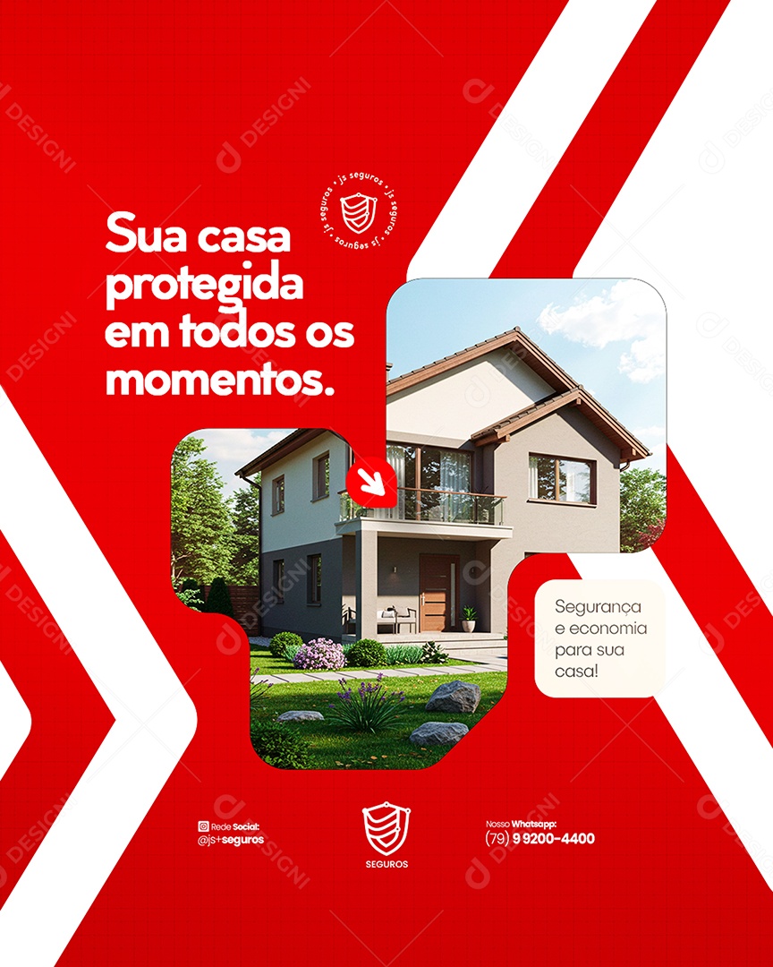 Flyer Seguradora Sua Casa Protegida Social Media PSD Editável