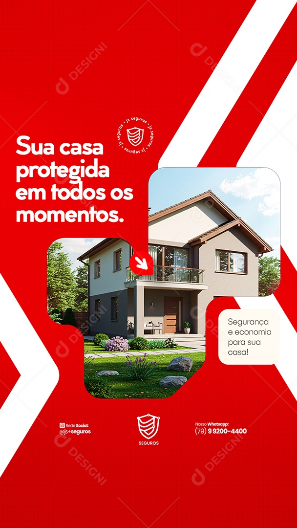 Story Seguradora Sua Casa Protegida Social Media PSD Editável