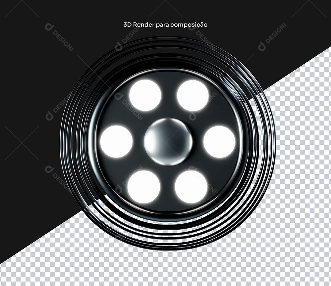 Elemento 3D Painel Circular Com Luzes Para Composição PSD