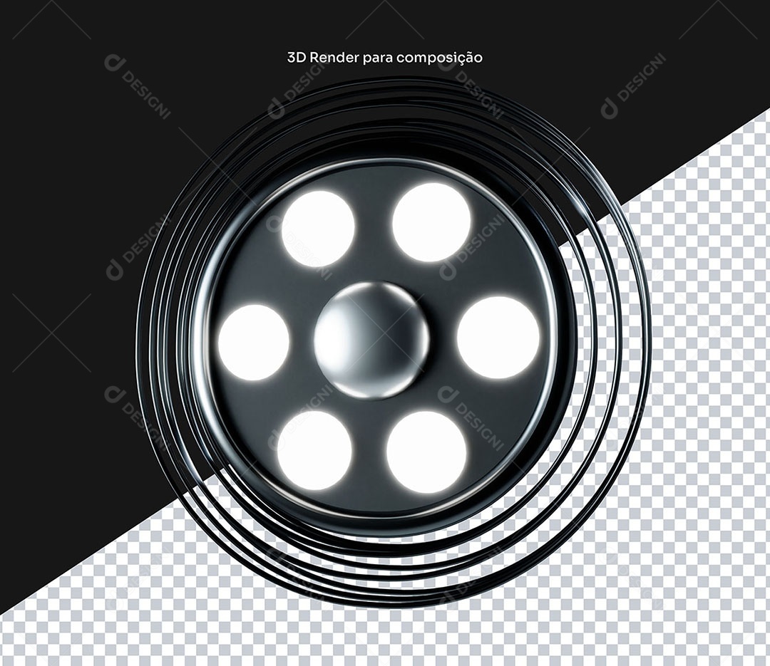 Elemento 3D Painel Circular Com Luzes Para Composição PSD