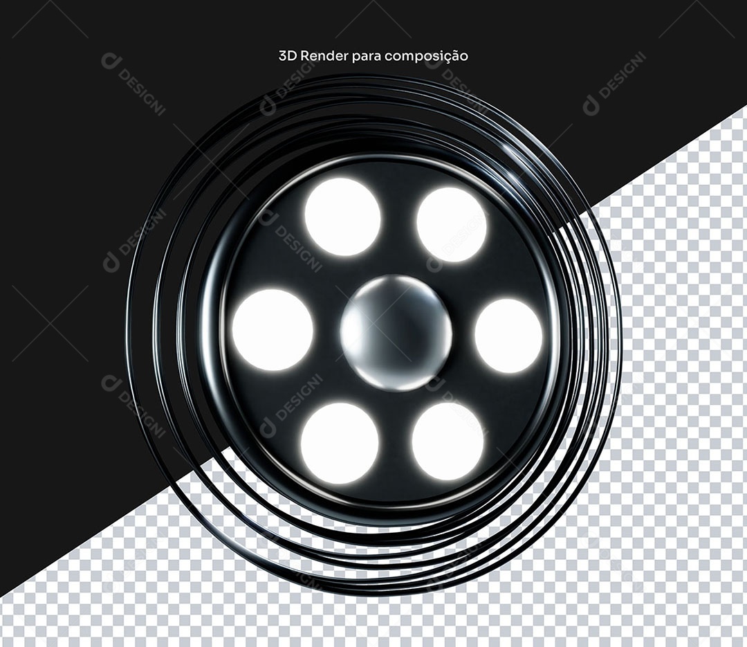 Elemento 3D Painel Circular Com Luzes Para Composição PSD