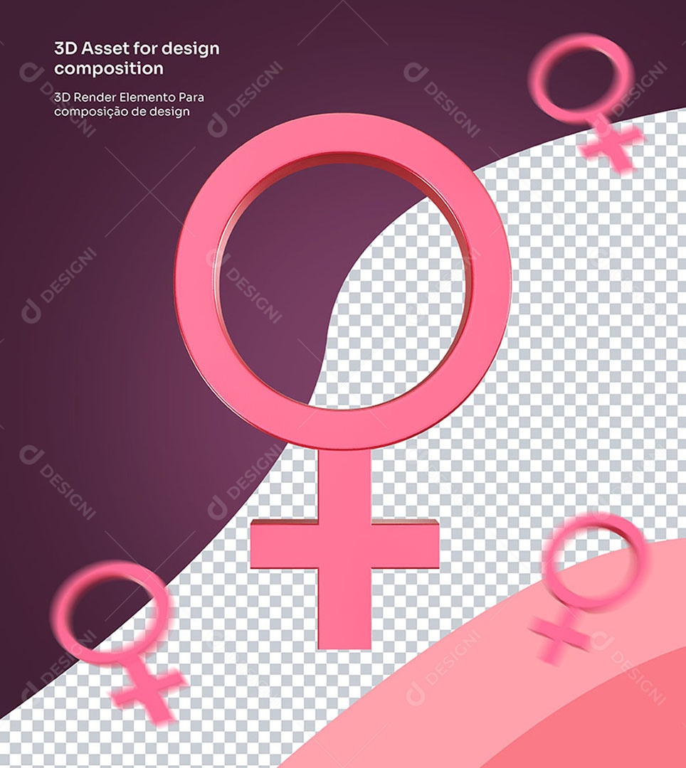 Elemento 3D Para Composição Símbolo Dia Das Mulheres Para Composição PSD