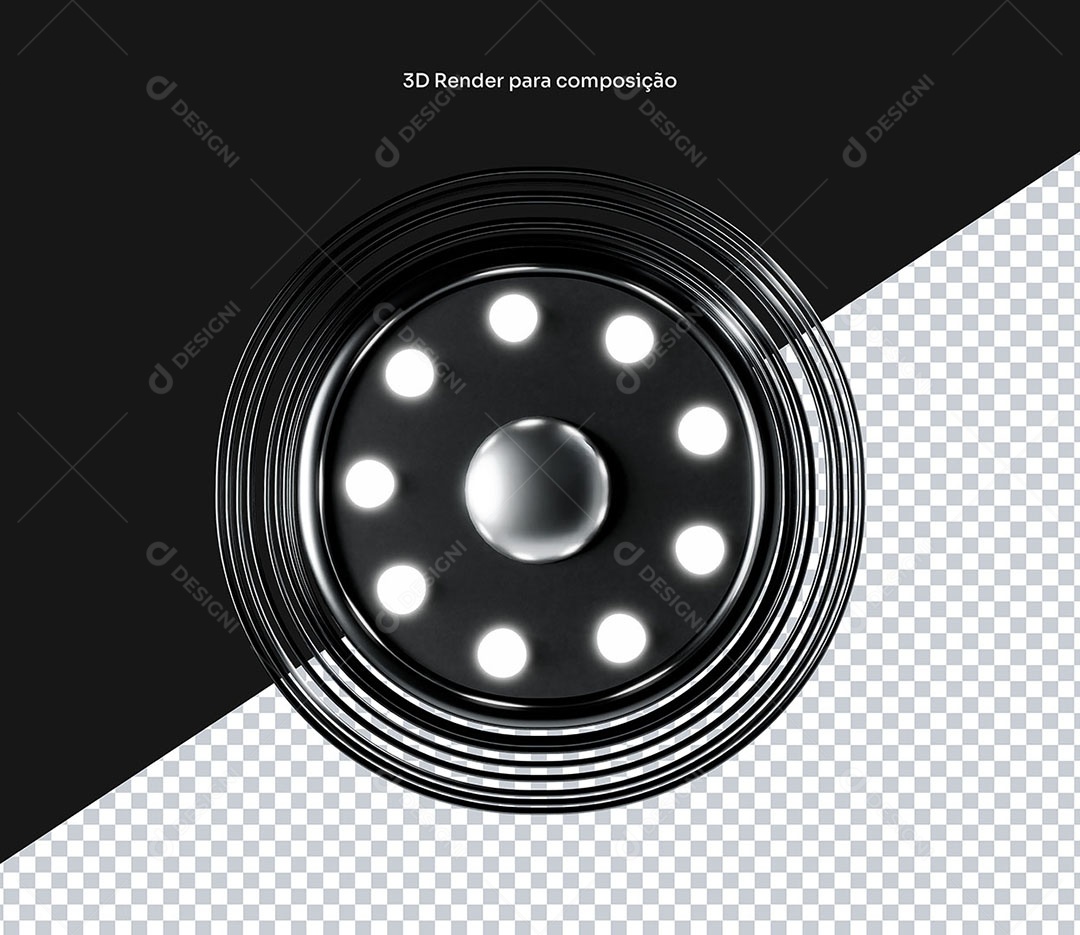 Elemento 3D Painel Circular Com Luzes Para Composição PSD