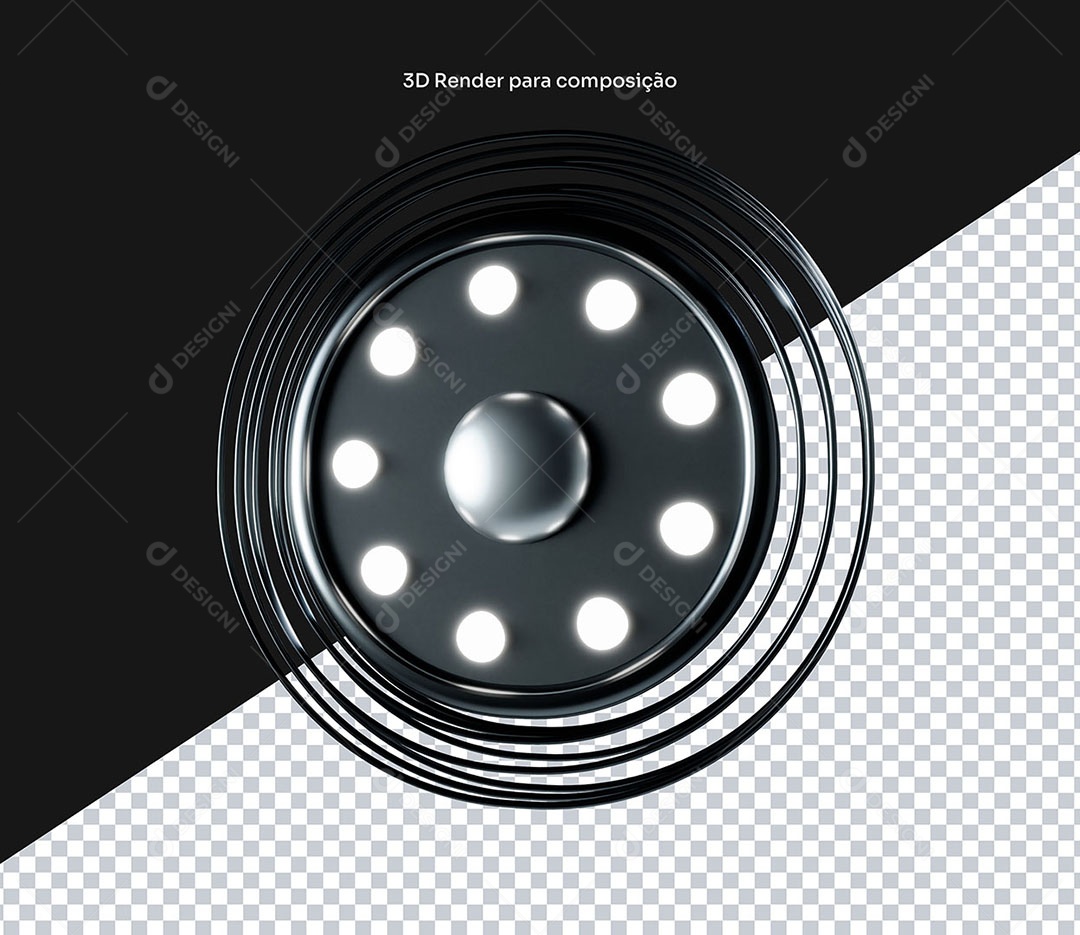 Elemento 3D Painel Circular Com Luzes Para Composição PSD