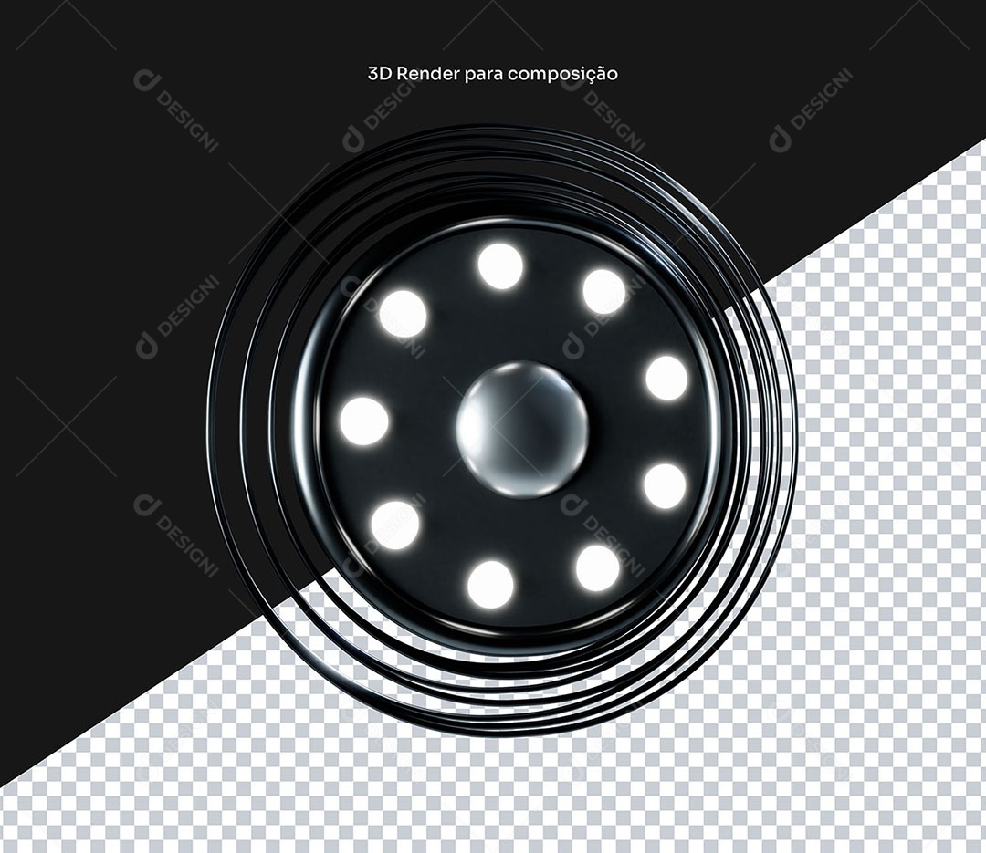 Elemento 3D Painel Circular Com Luzes Para Composição PSD
