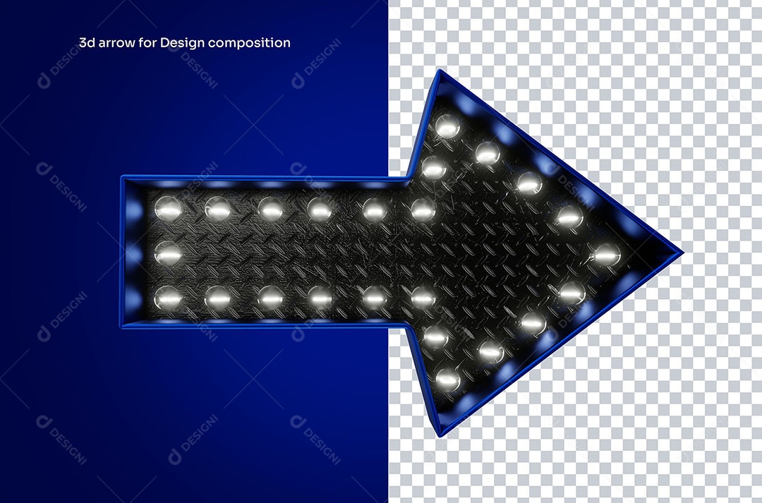 Elemento 3D Seta Azul com Led Para Composição PSD